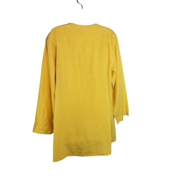 FLAX yellow linen long sleeve oversized lagenlook tunic - Picture 2 of 9
